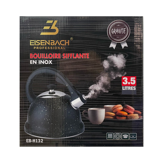 Eisenbach professional kettle packaging with product details on a black background