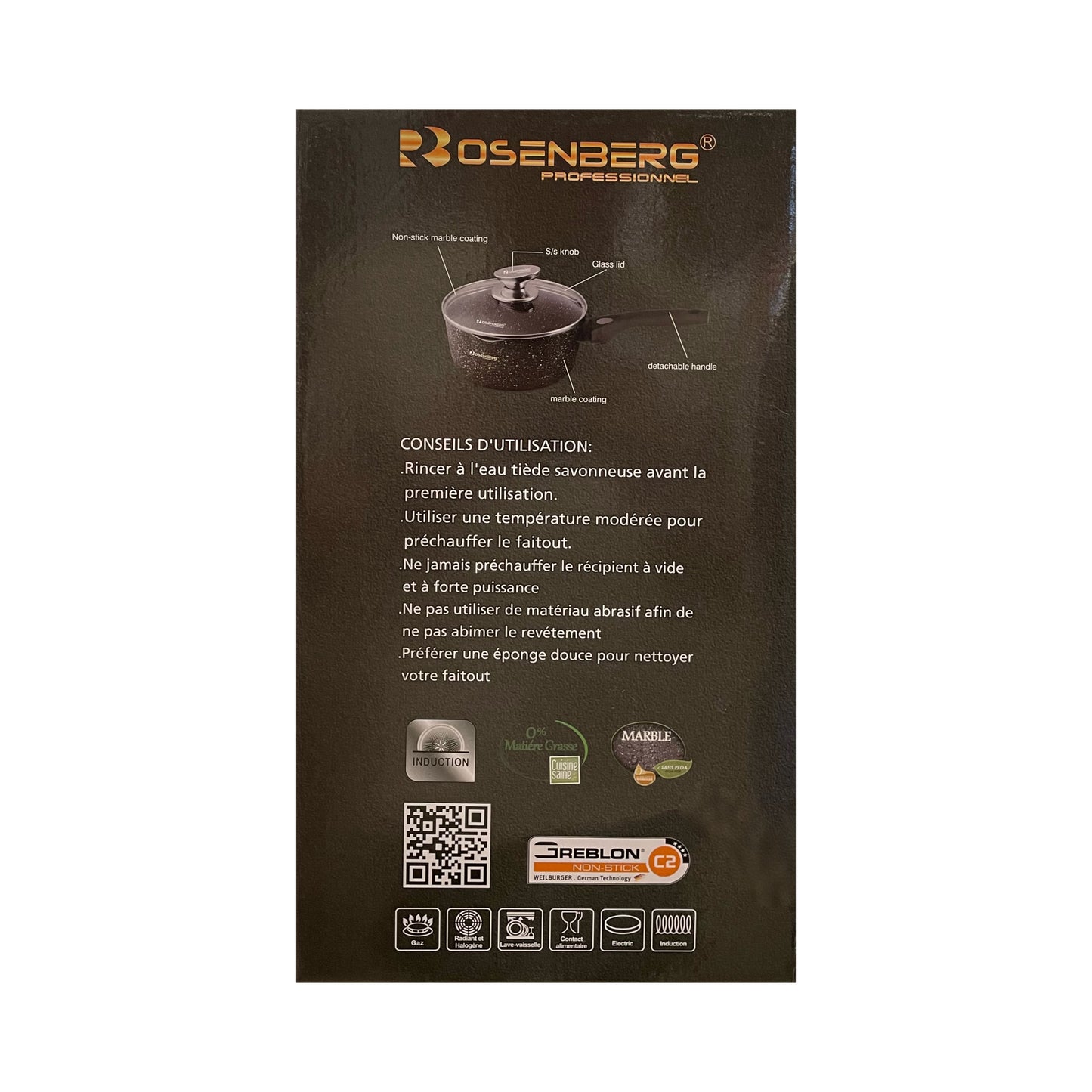 Rosenberg professional product packaging with text and branding on a white background