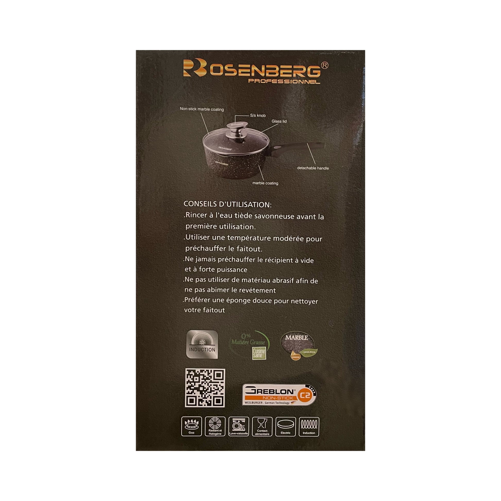 Rosenberg professional product packaging with text and branding on a white background