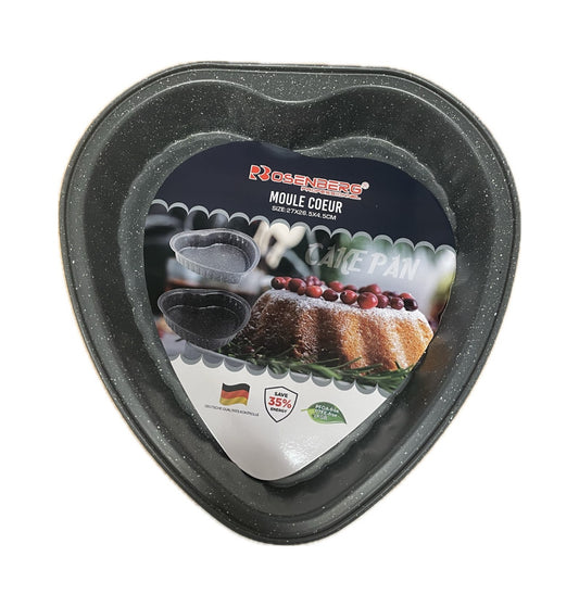 Heart shaped cupcake baking pan on white background
