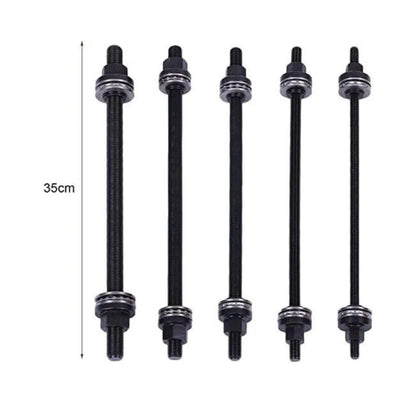 Set of six black metal rods with threaded ends on a white background, labeled '35cm'.