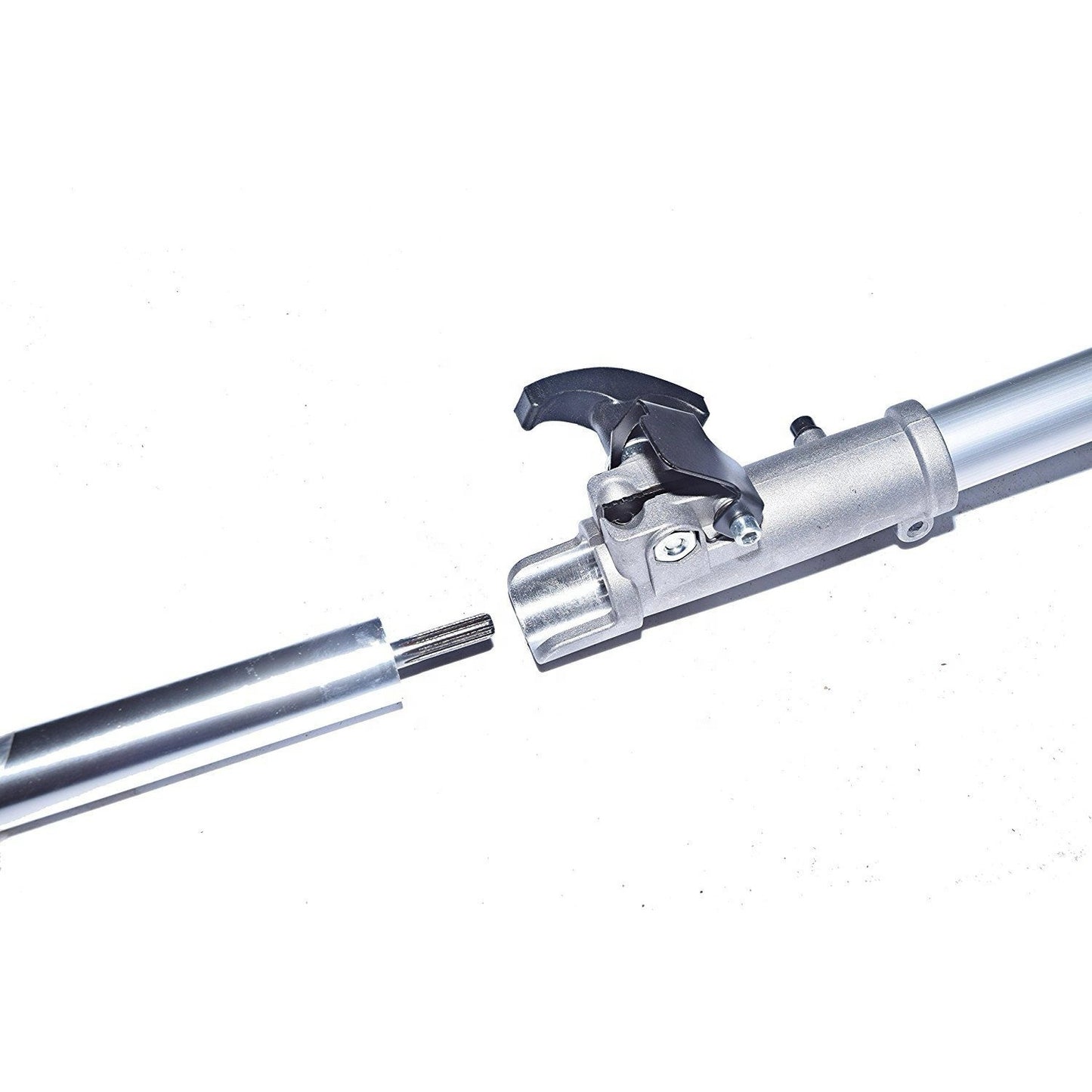 Metallic tool or device with a lever on a white background