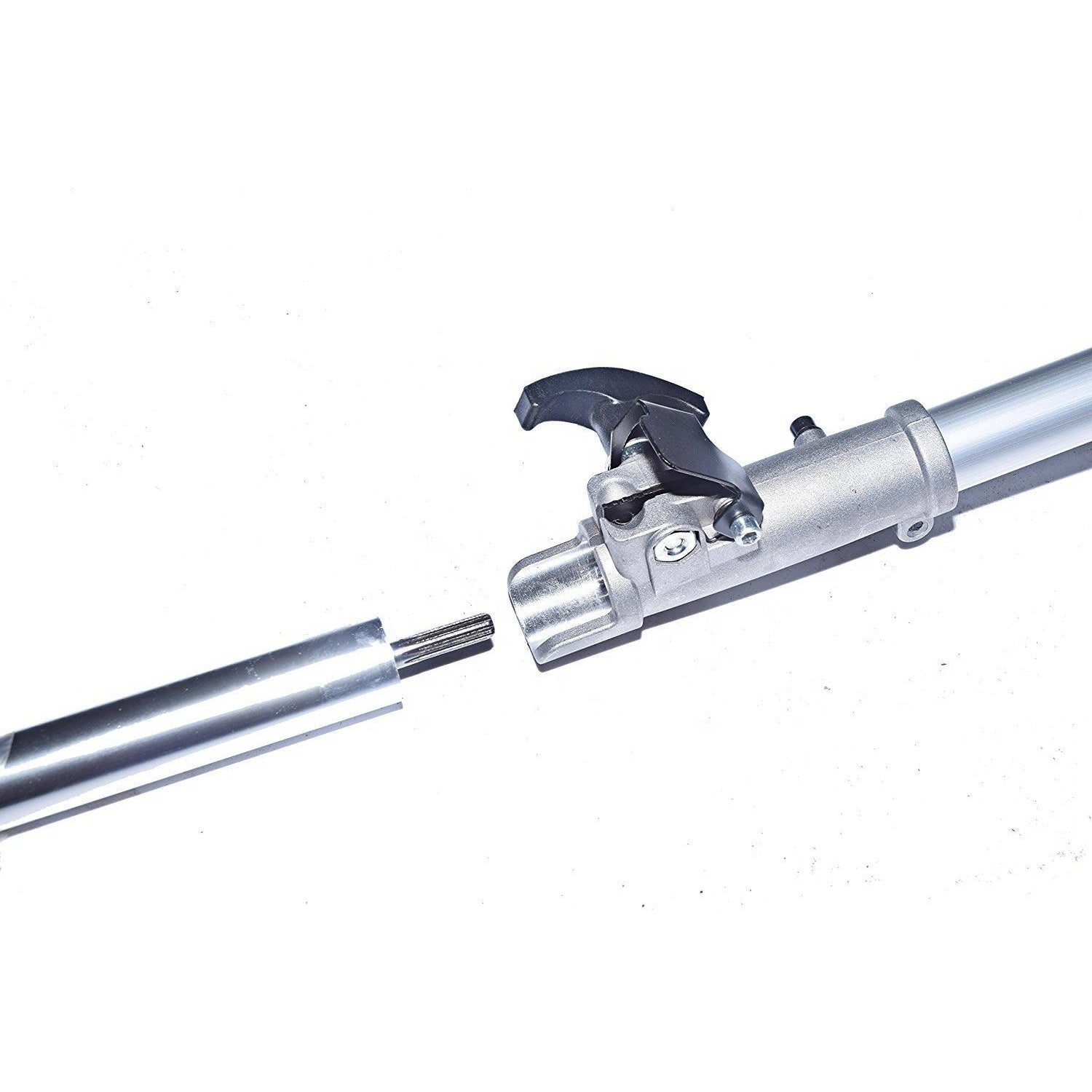 Metallic tool or device with a lever on a white background