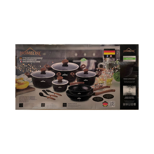 Homelux cookware set packaging on a white background