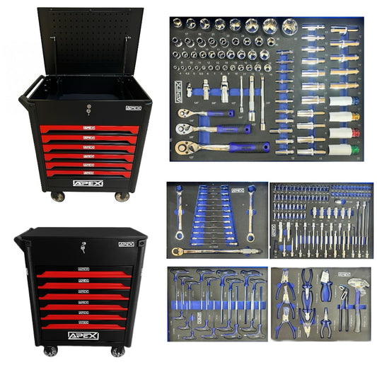 APEX instrumentu ratiņu komplekts (6 atvilktnes, 270 daļas)