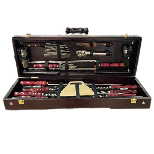 BBQ Set in a Wooden Transforming Case