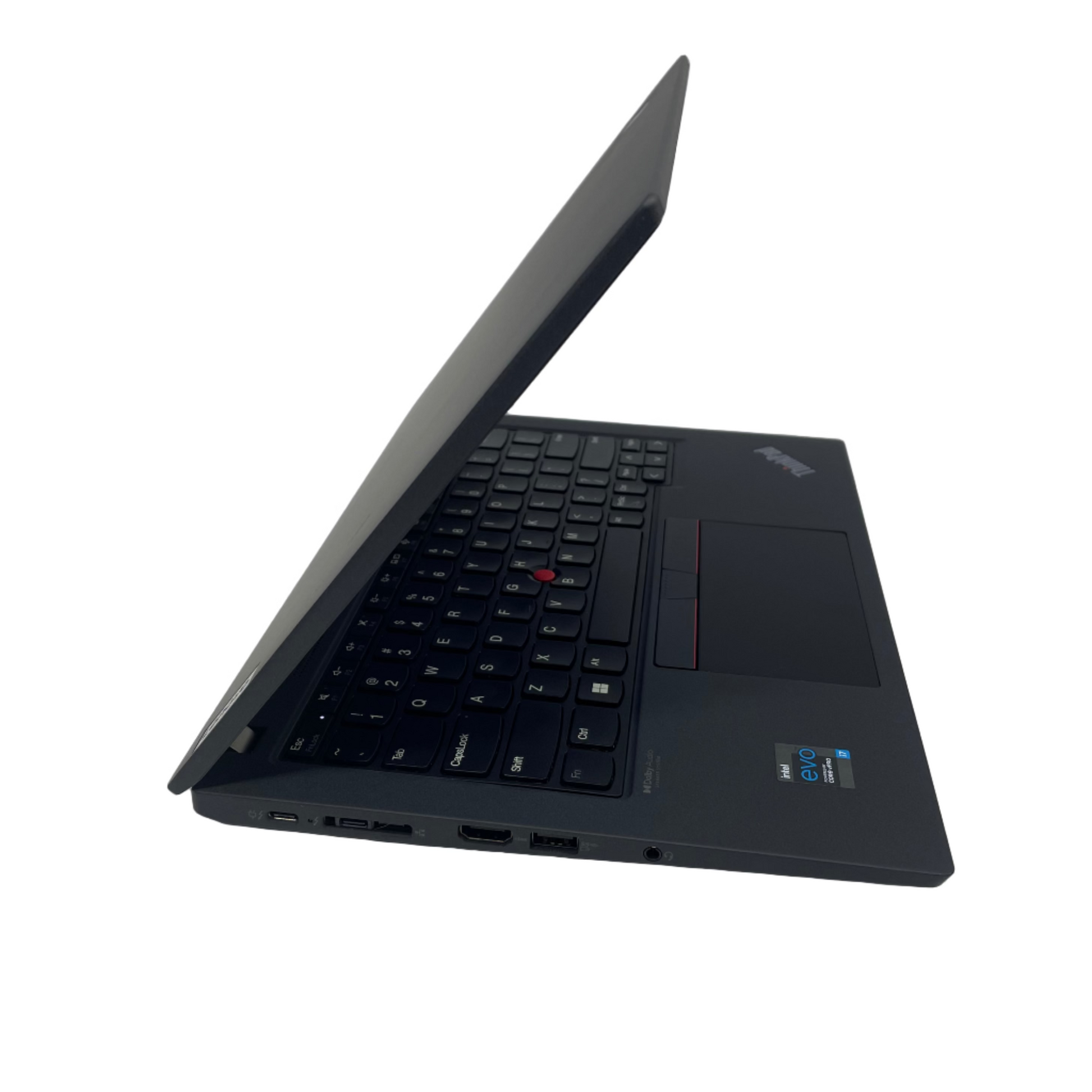 Black laptop on a white background