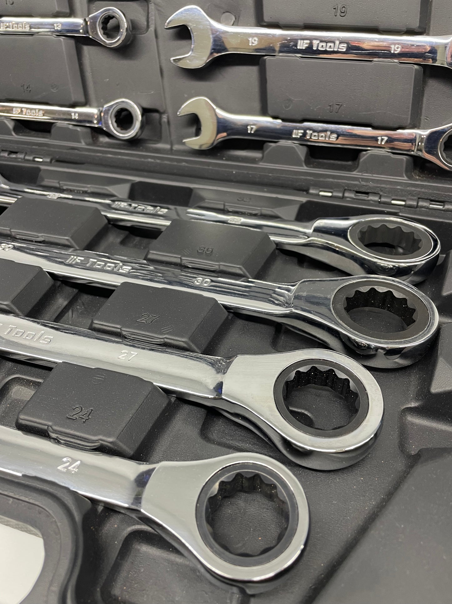 Set of wrenches in a tool case
