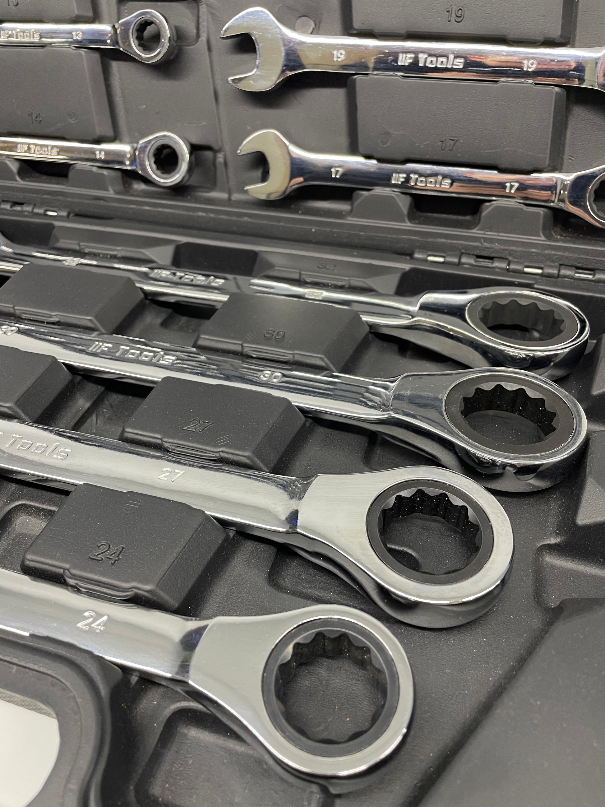 Set of wrenches in a tool case