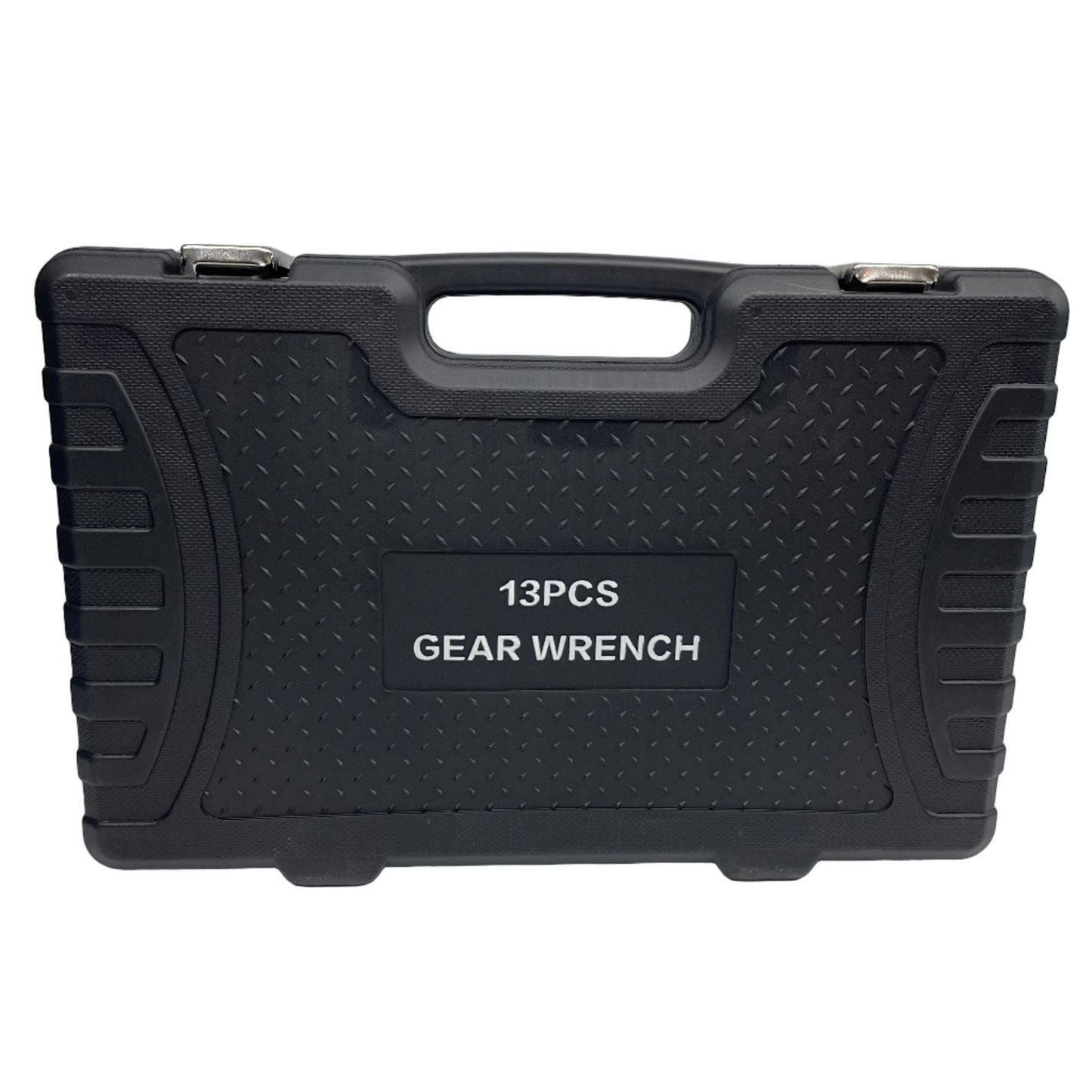 Black toolbox with '13PCS GEAR WRENCH' text on a gray background