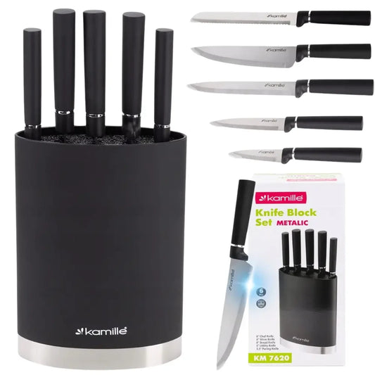 Kamille KM-7620 6-piece kitchen knife set with stand