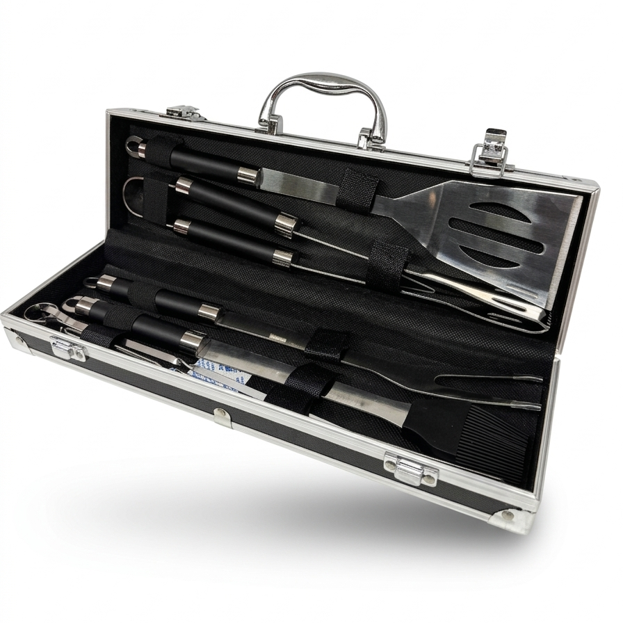 Orion nerūsējošā tērauda grila komplekts 8 gab. + koferis 141831