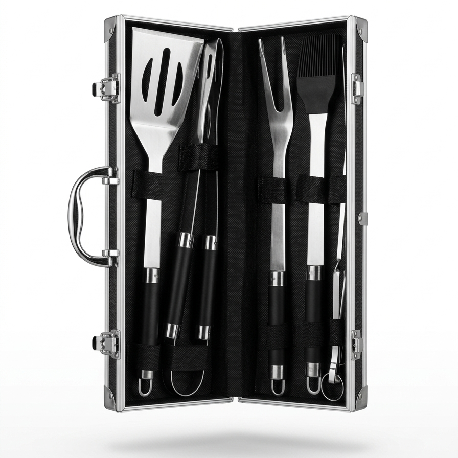 Orion nerūsējošā tērauda grila komplekts 8 gab. + koferis 141831