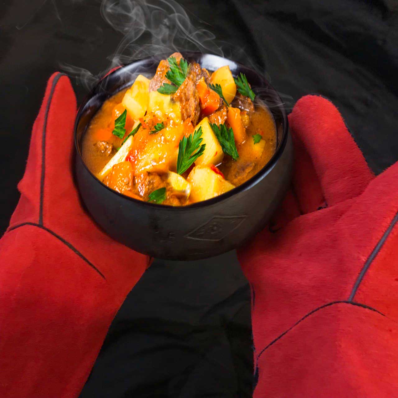 Heat-resistant gloves for grilling and barbecue (genuine leather) 2 pcs.