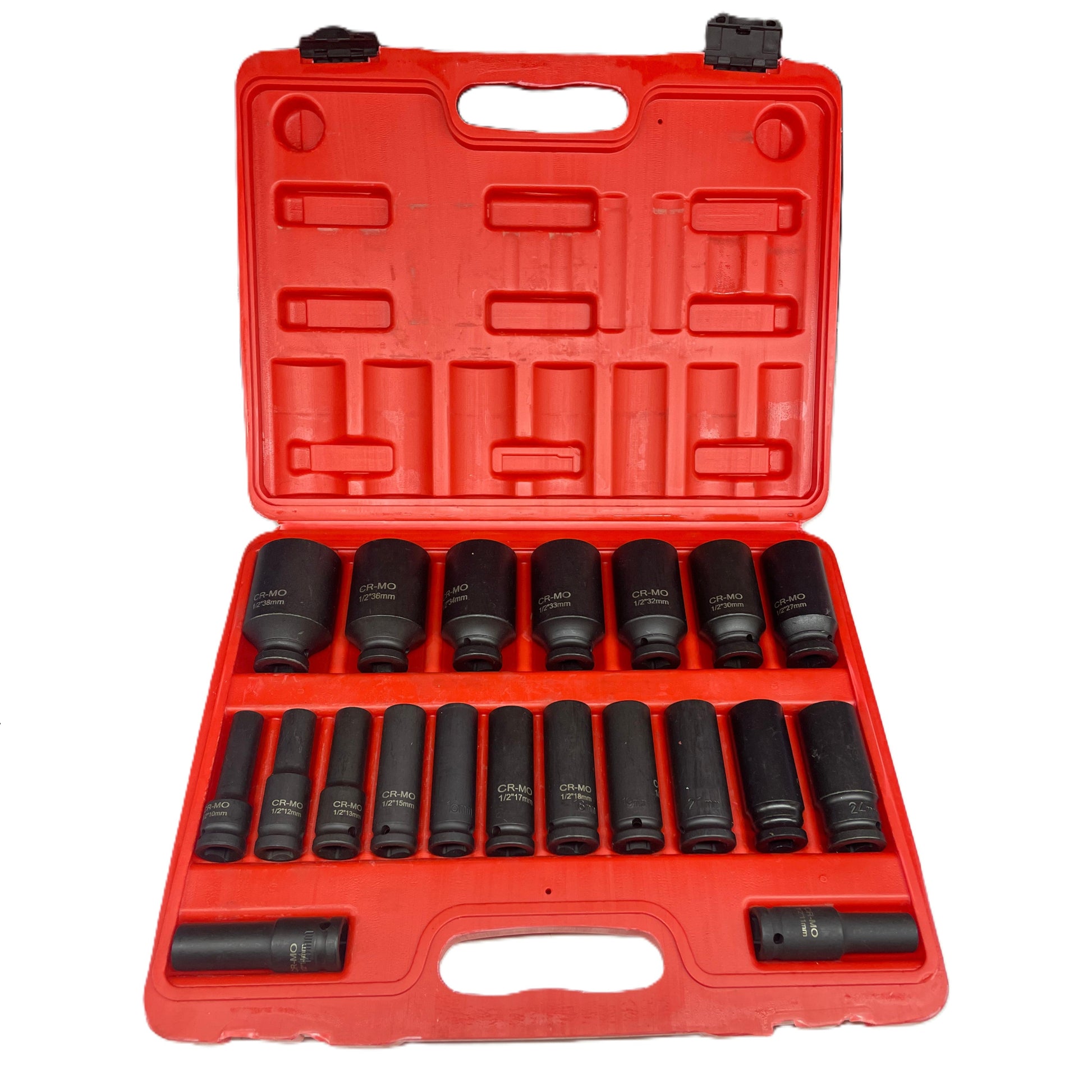 Profesionāls 1/2" trieciena ligzdu komplekts (10–38 mm, Cr-Mo, 20 gab.) 03-1285