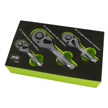 Short ratchet set 72 teeth 1/2",1/4",3/8", 3pcs. 53671
