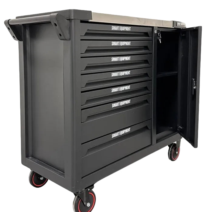 Инструментальная тележка с шкафом – с 7 выдвижными ящиками, 363 предмета.