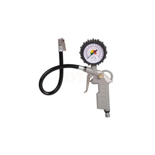 Piepūtējs ar spiediena mērītāju uz balta fona