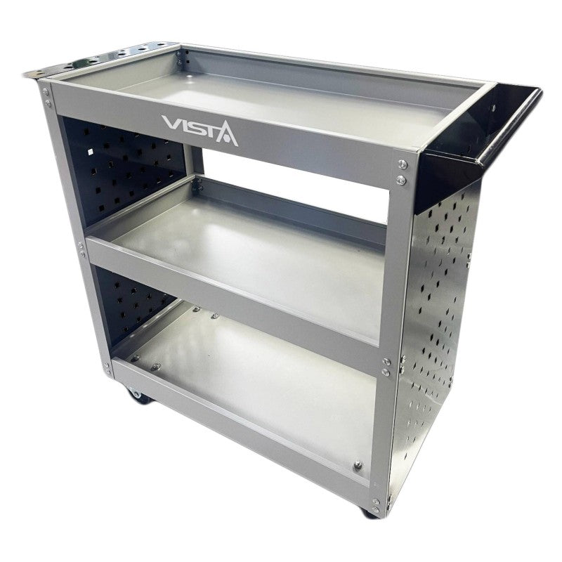 VISTA V-H3TC Professional 3-Shelf Workshop Tool Trolley (with Pegboard; 12 Hooks)
