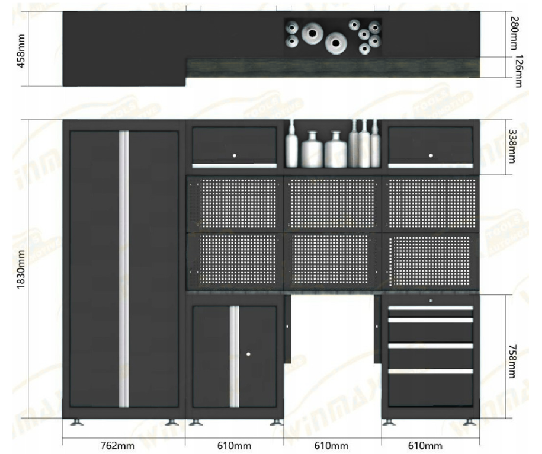 Верстак с тумбой и ящиками 17-0002