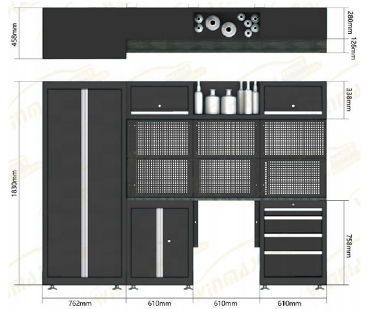 Верстак с тумбой и ящиками 17-0002