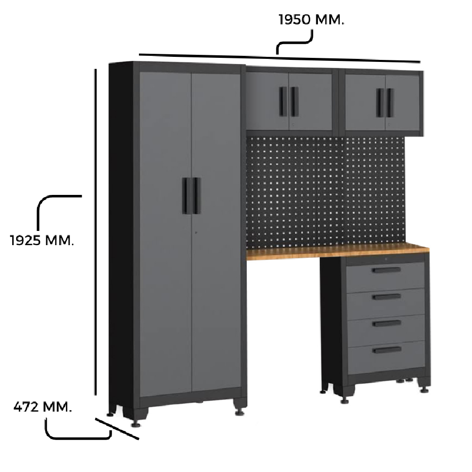 Workshop workbench with cabinets and drawers 17-0003
