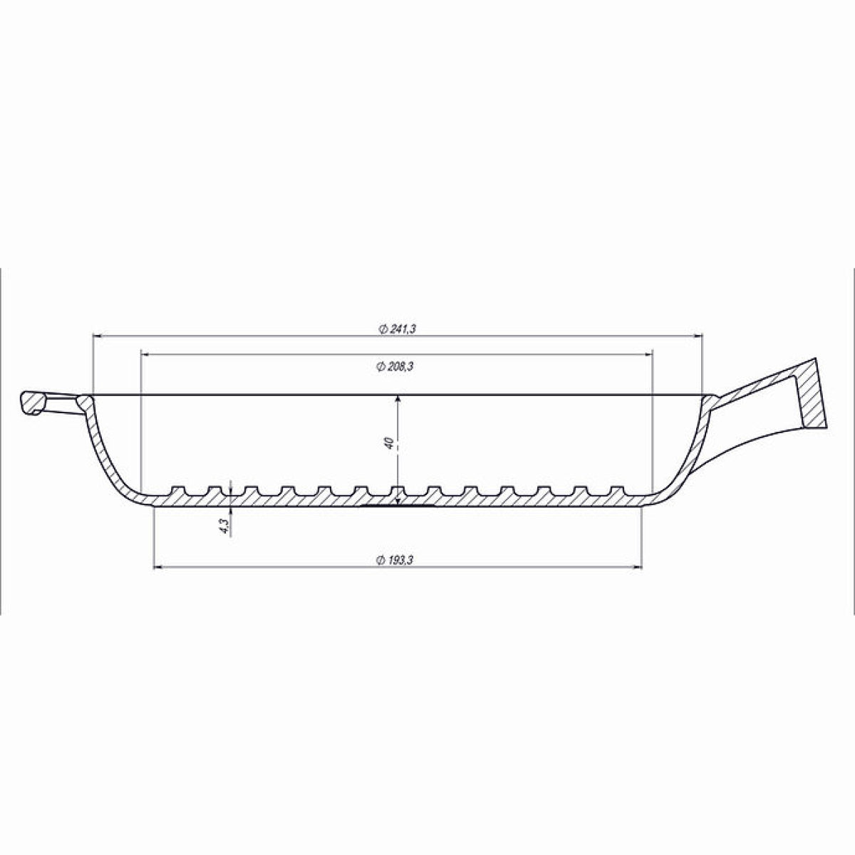 Maysternya cast iron grill pan 24x4 cm with wooden handle (Т308)