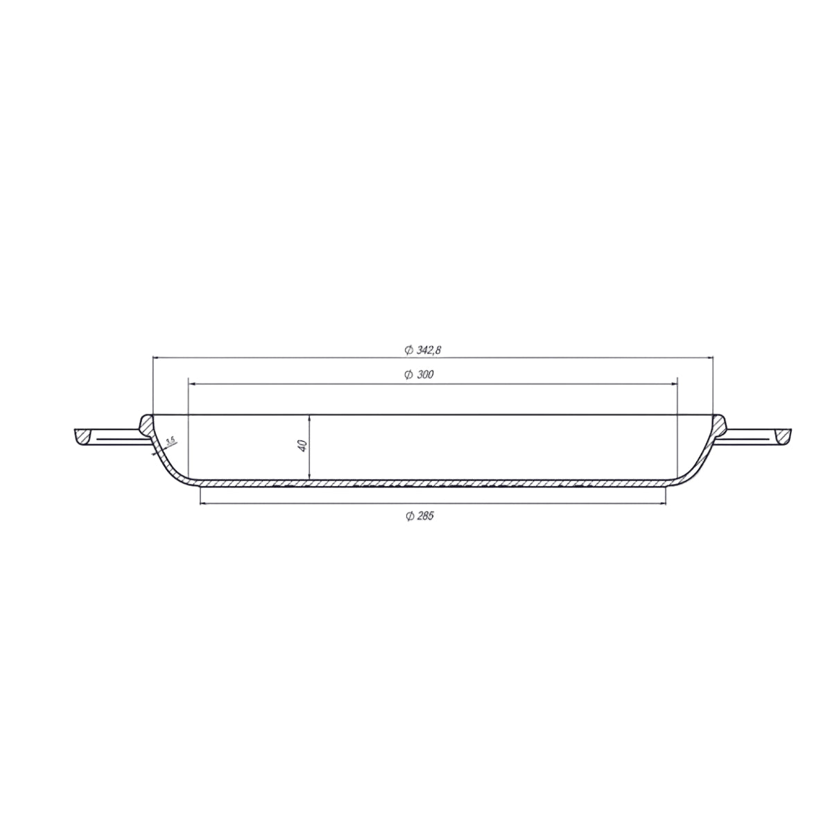 Technical drawing of a cylindrical metal component with dimensions on a white background