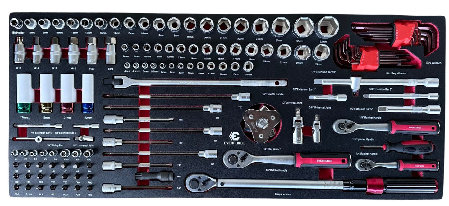 Instrumentu ratiņi Everforce – 12 kastes, 11 pilnas kastes, 293 vienības, artikuls 04-1011