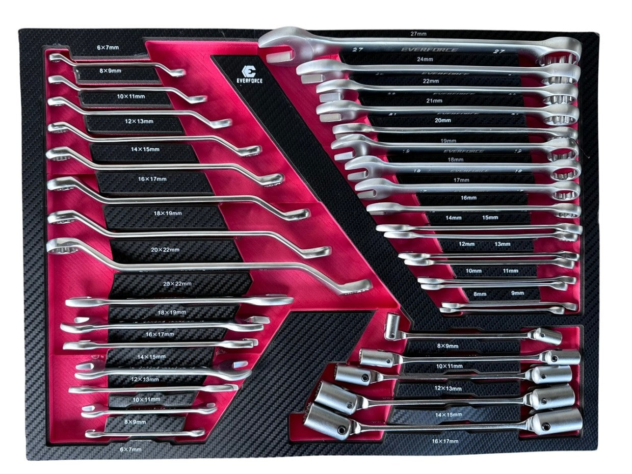 Инструментальная тележка Everforce - 7 ящиков, 7 полных ящиков, 226 предметов, 04-1010, купить в Риге комплект инструментов трещетки, головки,битки, ключи