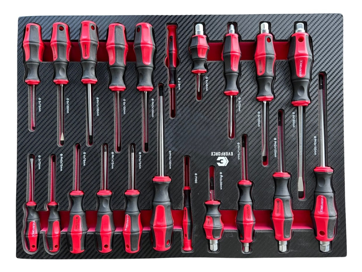 Everforce instrumentu ratiņi - 7 atvilktnes, 7 pilnas atvilktnes, 226 gabali, 04-1010, Pērciet Rīgā instrumentu komplektu: sprūdrata atslēgas, uzgaļi, uzgaļi, skrūvgrieži