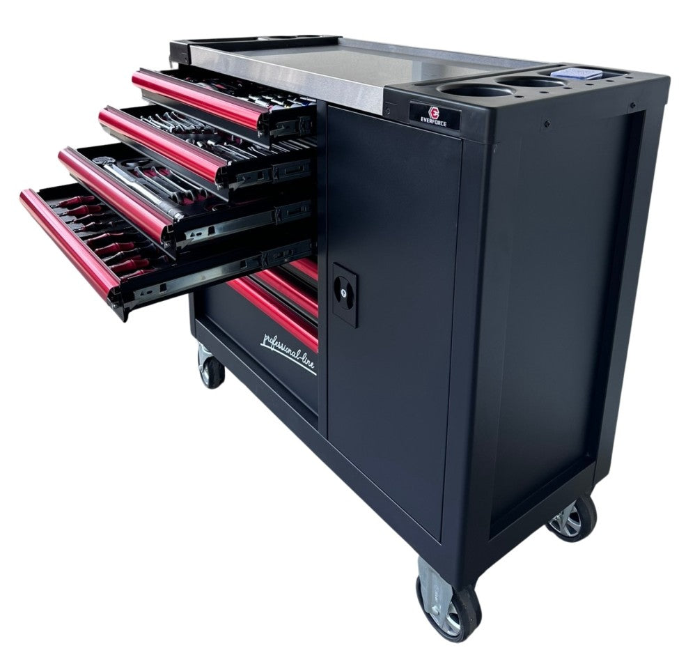 Инструментальная тележка Everforce - 7 ящиков, 7 полных ящиков, 226 предметов, 04-1010, купить в Риге