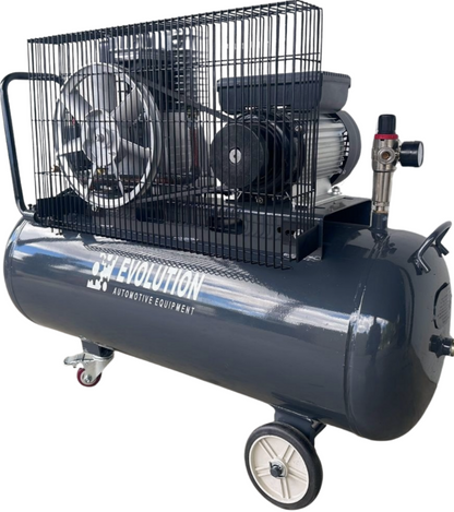 Air compressor with 'Evolution' branding on a white background