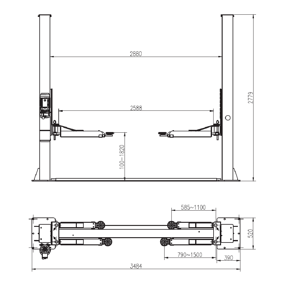 EVO-40 PRO divu kolonnu pacēlājs 4000 kg EVOLUTION/230/400V