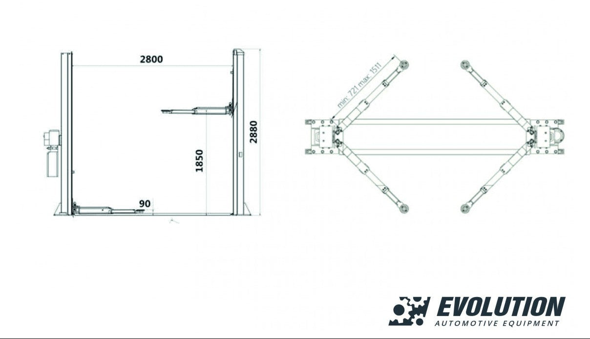 Двухстоечный подъемник EVO-45 грузоподъемностью 4500 кг, EVOLUTION/230/400 В