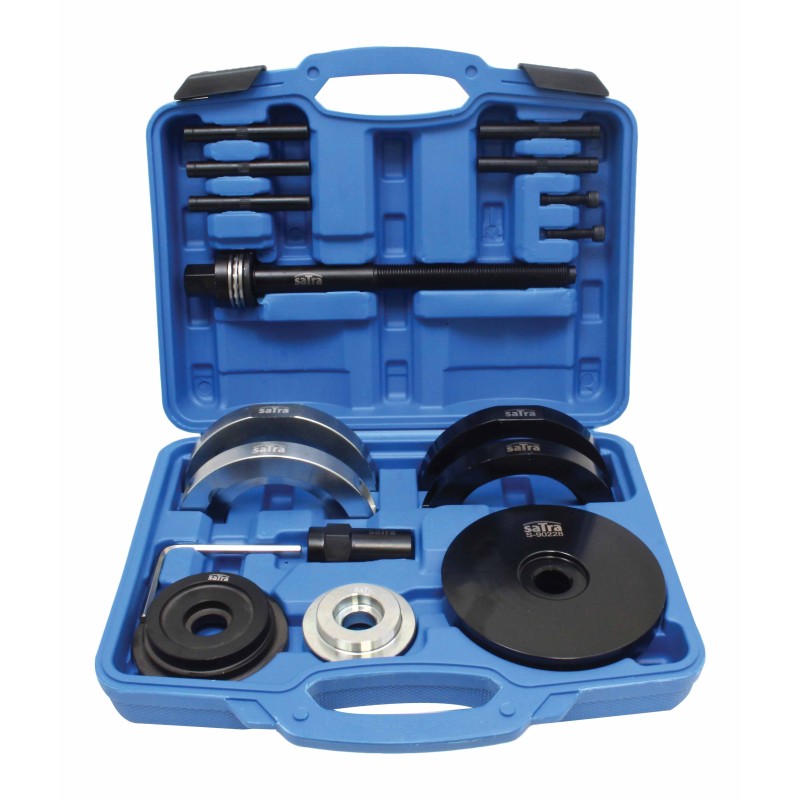 A specialized bearing and wheel hub removal/installation set by SATRA designed for hubs with a diameter of 85 mm.